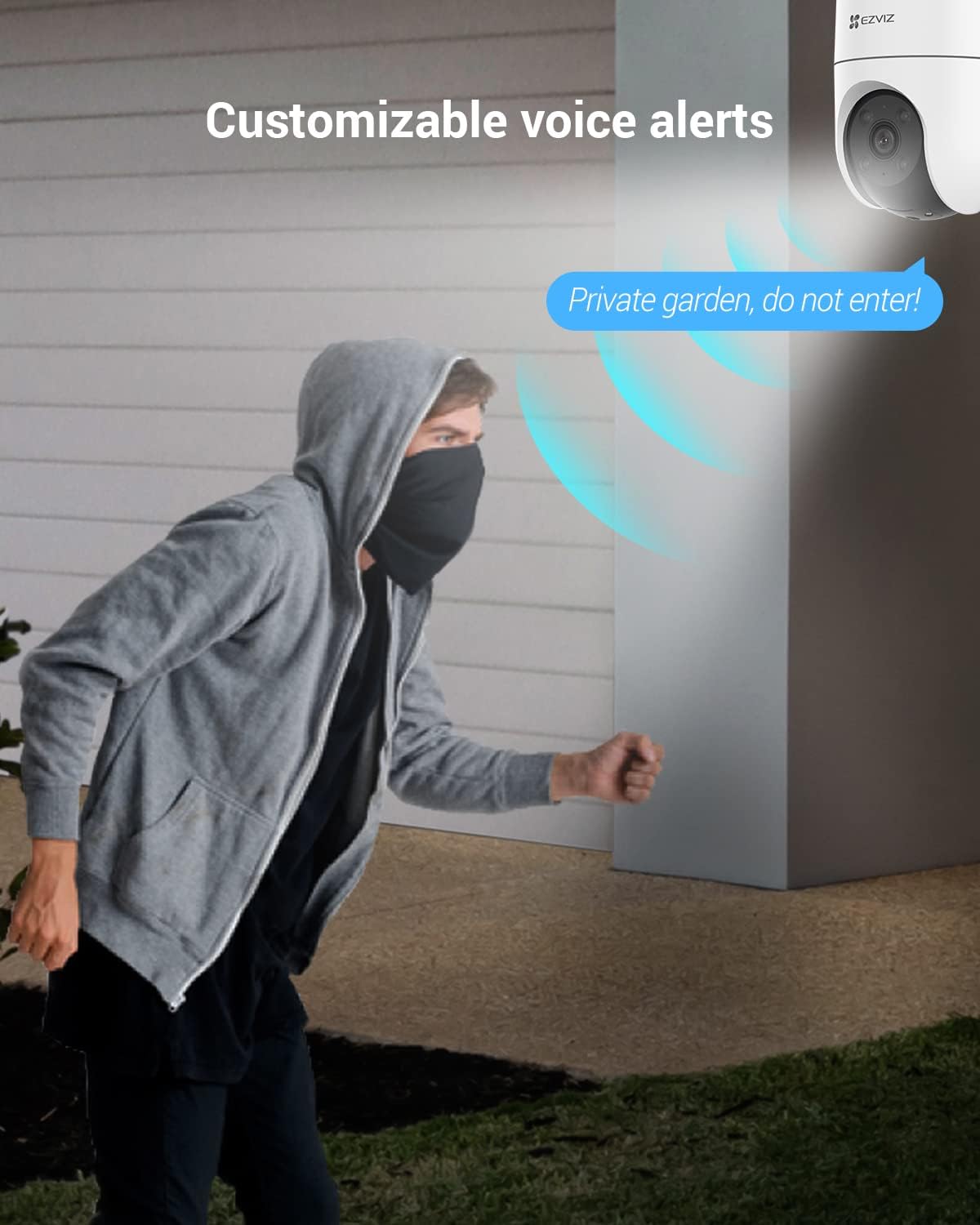 Telecamera da esterno 2K EZVIZ H8c , Wi-Fi con obiettivo motorizzato Protezione intelligente a 360 gradi SENSORE PIR, VISIONE NOTTURNA + micro sd 128 Gb