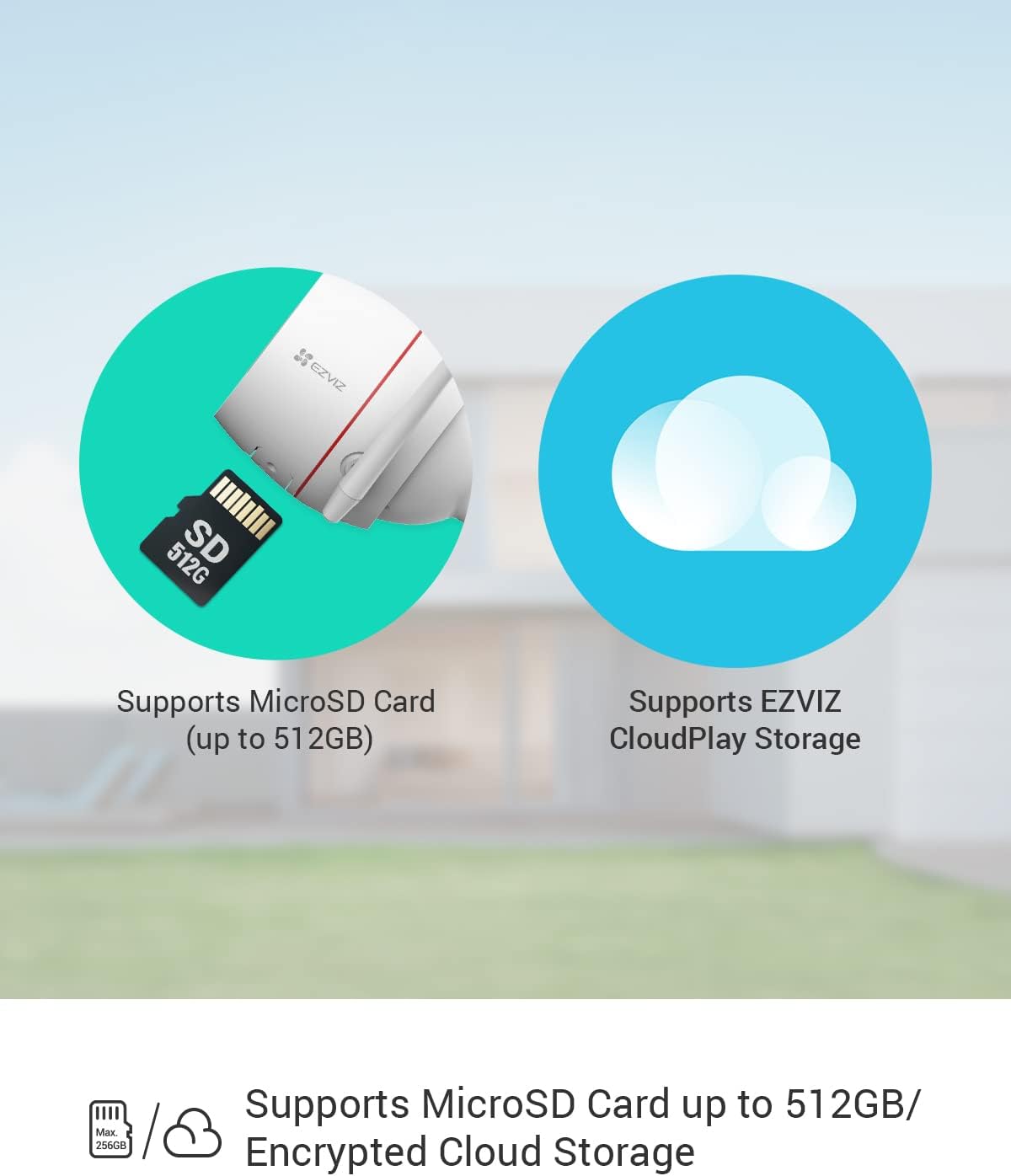 Telecamera da esterno 2K EZVIZ H8c , Wi-Fi con obiettivo motorizzato Protezione intelligente a 360 gradi SENSORE PIR, VISIONE NOTTURNA + micro sd 128 Gb