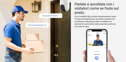 Telecamera Sorveglianza 1080P Pan & Tilt AI | Wi-Fi Visione Notturna 30m Audio Bidirezionale | EZVIZ H8c