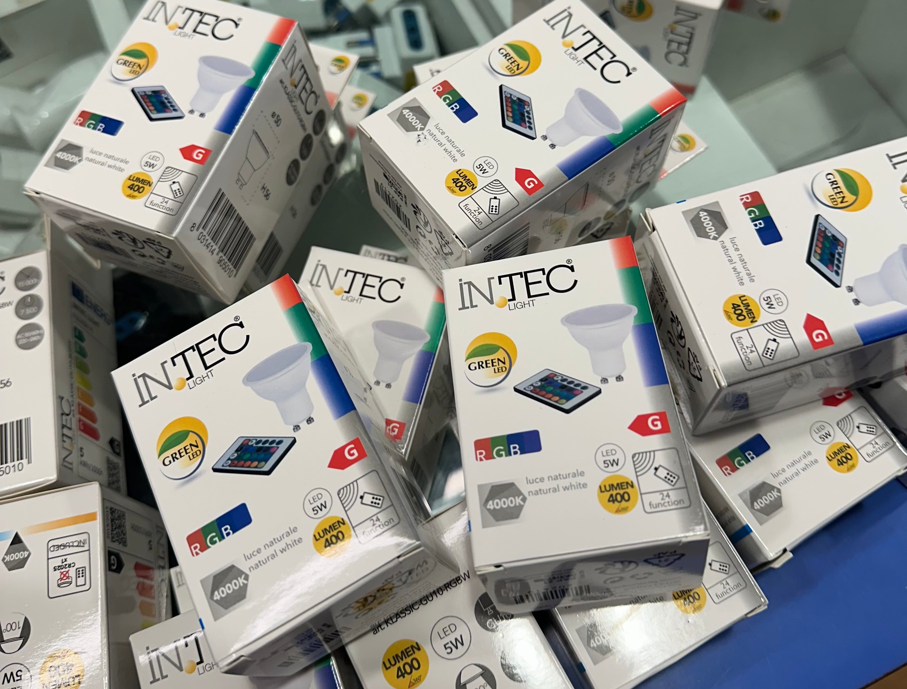 Faretto LED GU10 5w Satinato RF Controller con Telecomando 24 Tasti RGB + 4000K Dimmerabile