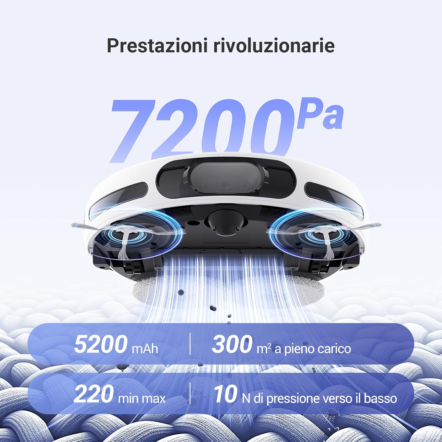 EZVIZ RS20 Pro Robot Aspirapolvere Lavapavimenti Combinato con Funzioni Automatiche di Pulizia, Asciugatura, Ricarica dell'Acqua, 7200 Pa, Navigazione LDS LIDAR & Laser 3D Strutturato, WiFi/Alexa