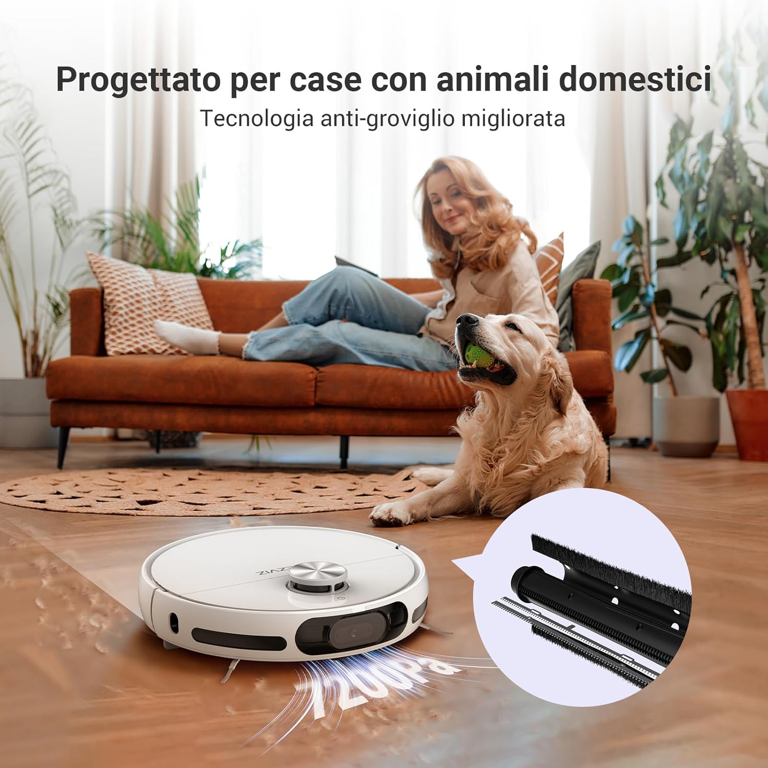 EZVIZ RS20 Pro Robot Aspirapolvere Lavapavimenti Combinato con Funzioni Automatiche di Pulizia, Asciugatura, Ricarica dell'Acqua, 7200 Pa, Navigazione LDS LIDAR & Laser 3D Strutturato, WiFi/Alexa