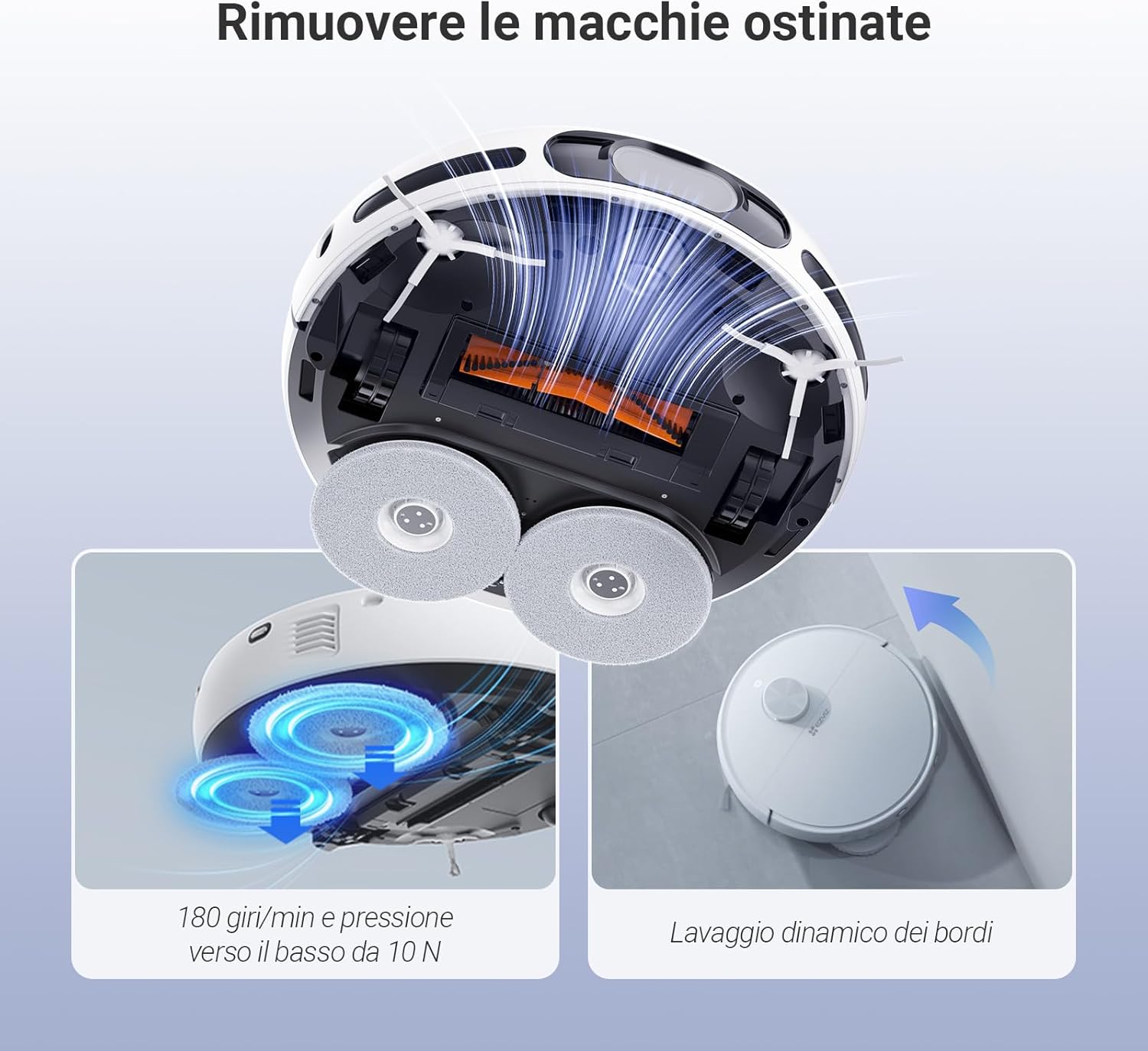EZVIZ RS20 Pro Robot Aspirapolvere Lavapavimenti Combinato con Funzioni Automatiche di Pulizia, Asciugatura, Ricarica dell'Acqua, 7200 Pa, Navigazione LDS LIDAR & Laser 3D Strutturato, WiFi/Alexa