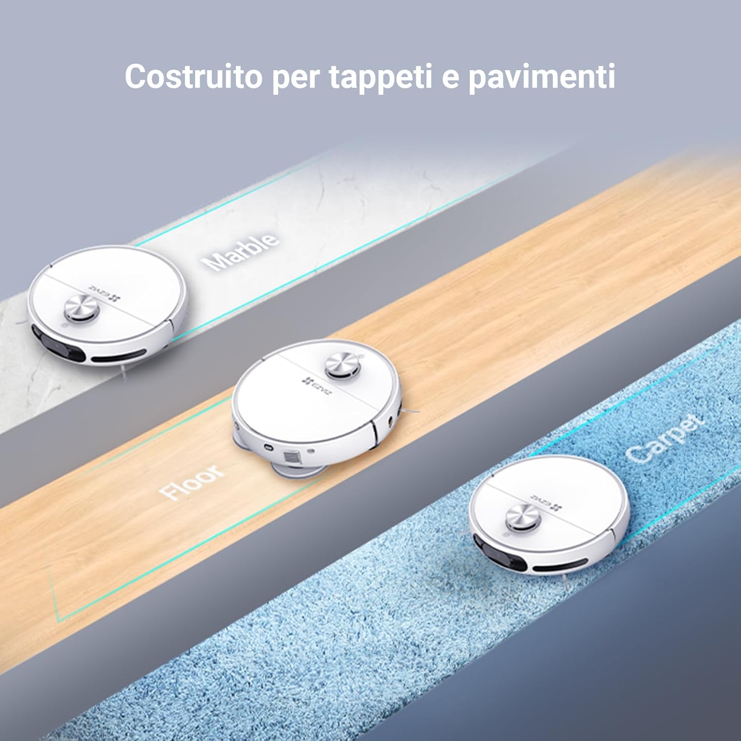 EZVIZ RS20 Pro Robot Aspirapolvere Lavapavimenti Combinato con Funzioni Automatiche di Pulizia, Asciugatura, Ricarica dell'Acqua, 7200 Pa, Navigazione LDS LIDAR & Laser 3D Strutturato, WiFi/Alexa