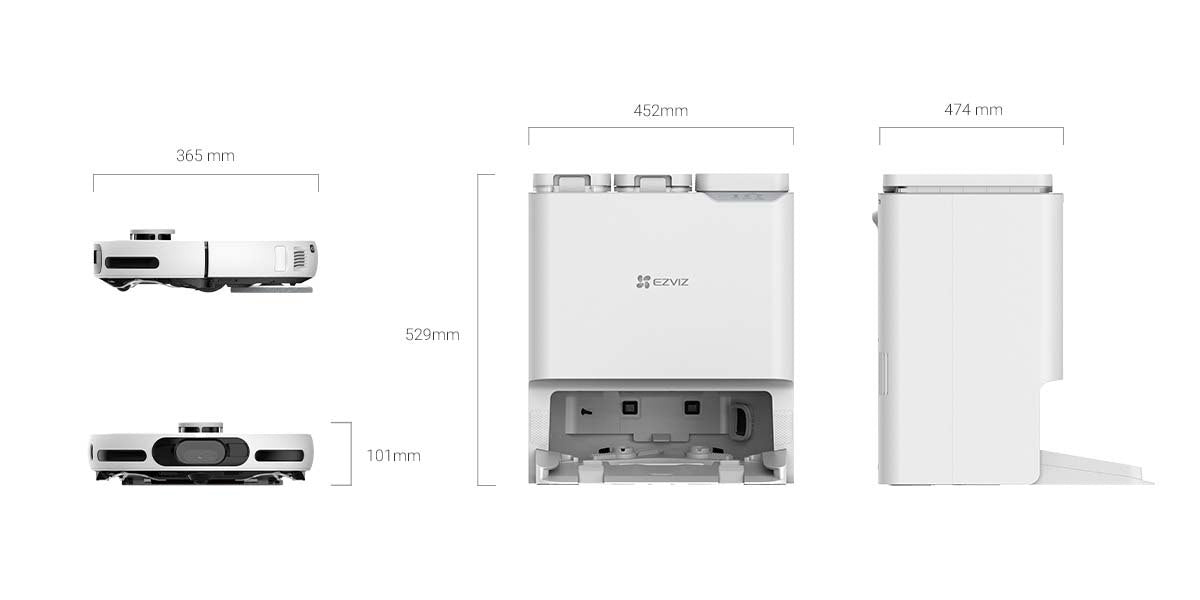 EZVIZ RS20 Pro Robot Aspirapolvere Lavapavimenti Combinato con Funzioni Automatiche di Pulizia, Asciugatura, Ricarica dell'Acqua, 7200 Pa, Navigazione LDS LIDAR & Laser 3D Strutturato, WiFi/Alexa