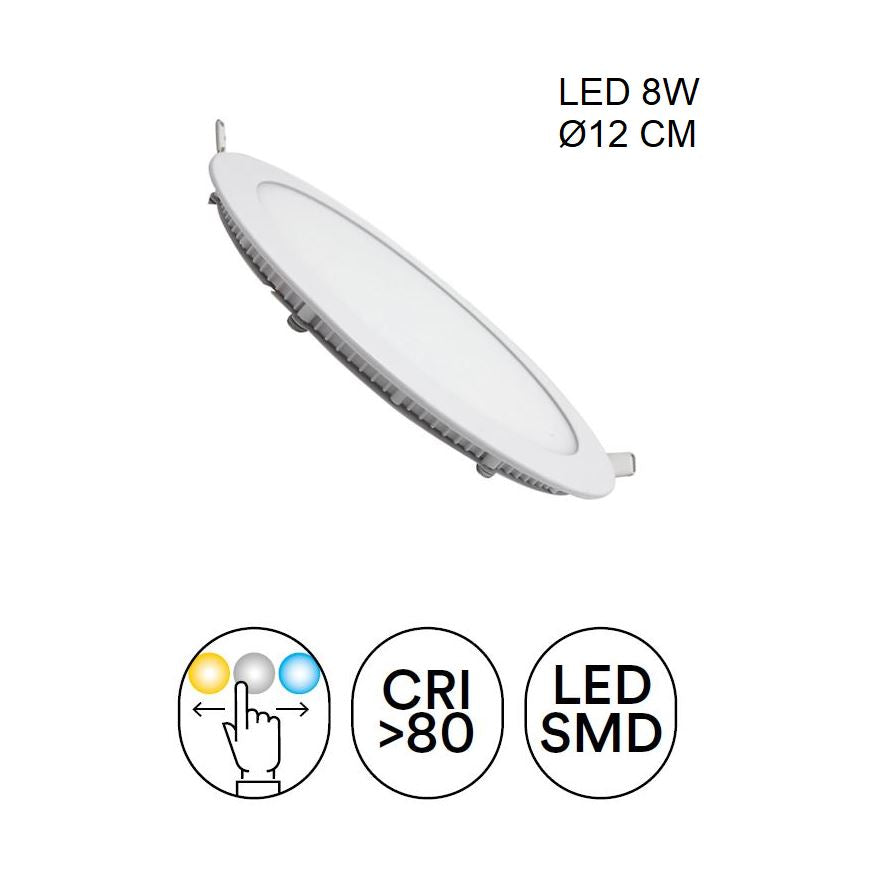 Corp încastrat rotund 120 mm, ultra-subțire, alb, LED CCT 8w 780LM Slim