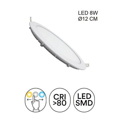 Corp încastrat rotund 120 mm, ultra-subțire, alb, LED CCT 8w 780LM Slim