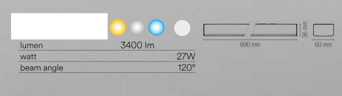 Barra LED sottopensile lineare forma squadrata con struttura e diffusore in PC IP20 varie misure CCT REGGY