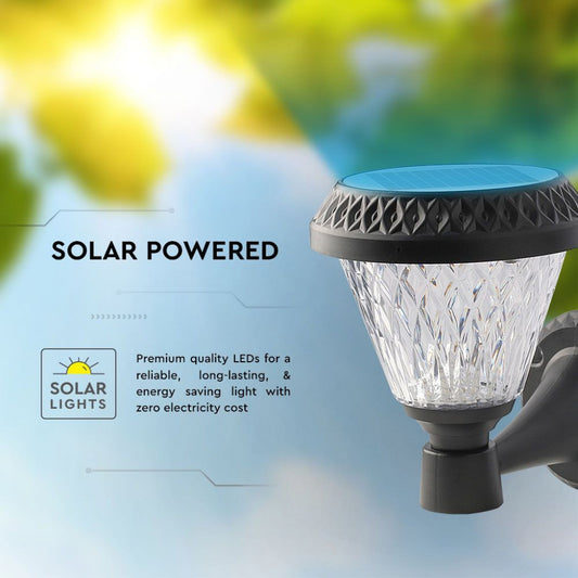 V-TAC Lampa LED solarna ścienna 0,8W stożkowa z pilotem, kolor czarny 3w1, IP44