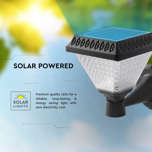 V-TAC Solarna Lampa Ścienna LED 0,8W w Kształcie Piramidy z Pilotem, Kolor Czarny, 3w1, IP44