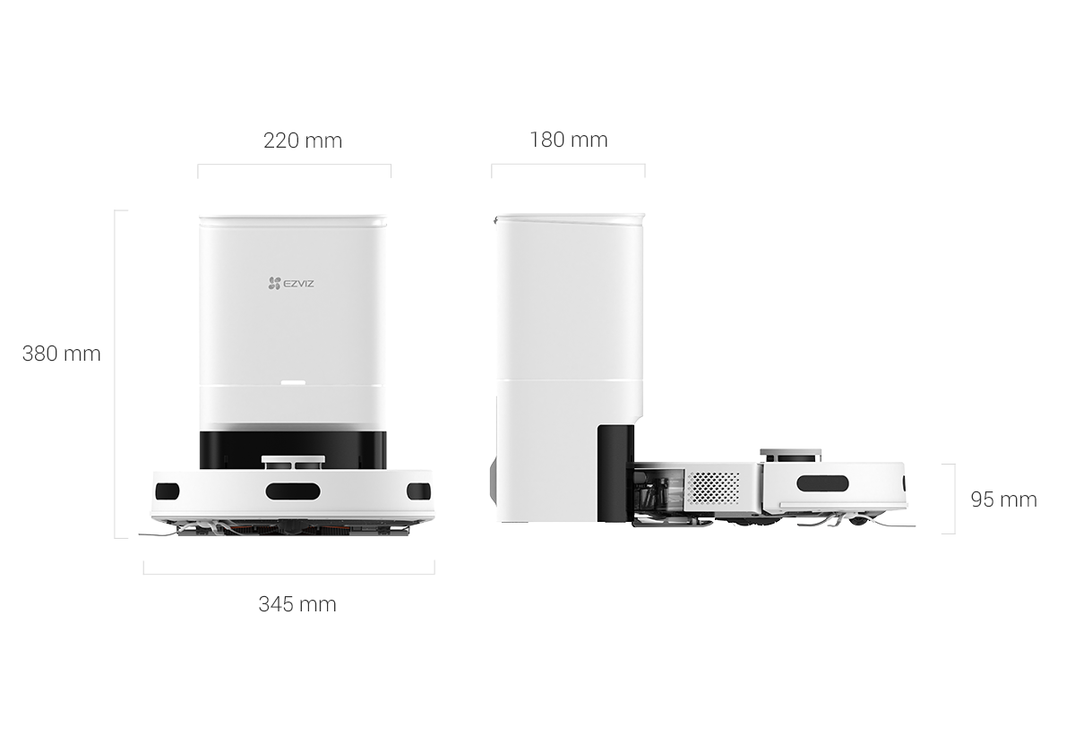EZVIZ RE4 Plus Robot Aspirapolvere Lavapavimenti con Base Svuotasacco, Navigazione LiDAR, Wi-Fi, connesso con app, 4000 Pa, controllo con Alexa, mappatura multipiano
