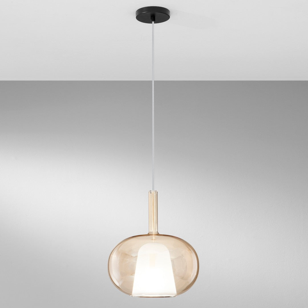 Lampa wisząca modułowa ze szkła dmuchanego, kula D.25cm 1xE27 bez żarówki. Pyrex
