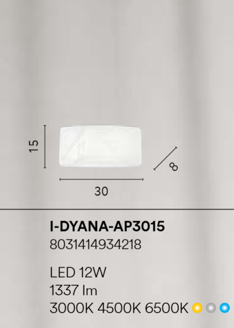Applique LED CCT con diffusore in acrilico con decoro alabastro 12W 1337LM DYANA