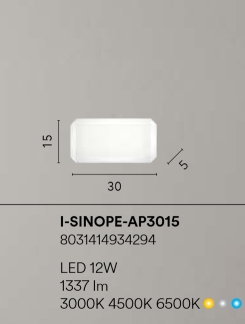 Kinkiet LED CCT z fasetowanym dyfuzorem 12W 1337LM SINOPE