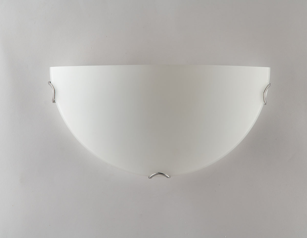 Applique da Parete Contemporanea | Metallo Cromo e Vetro Bianco Satinato 1xE27 | Fan Europe OBLÒ