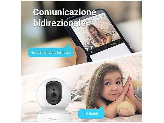 Ezviz TY1 Telecamera WiFi da interno motorizzata 360° FHD – Audio Bidirezionale – Monitoraggio Intelligente – Sensore di Movimento