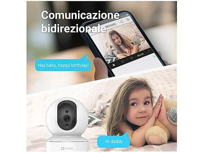 Cameră de securitate WiFi motorizată pentru interior Ezviz TY1 360° FHD – Audio bidirecțional – Monitorizare inteligentă – Senzor de mișcare