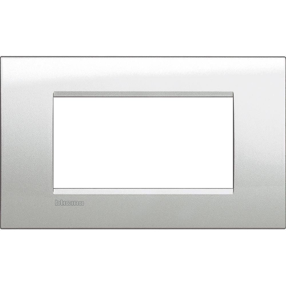 Bticino Livinglight ramka 4-modułowa kwadratowa kolor księżycowy srebrny LNA4804GL