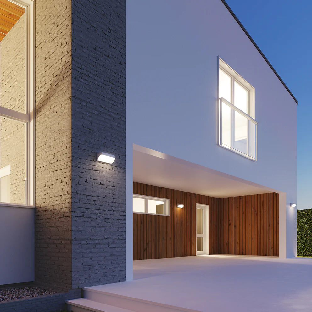 Applique per esterno IP54 in policarbonato bianco o antracite led integrato luce natura 4000°k 30W 3550 lumen BORDER