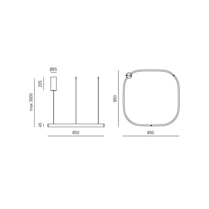 Lampadario LED CRISEIDE S/1G Quadrata – Alluminio Biemissione Dimmerabile | 80W 4200lm 3000K | Gea Luce