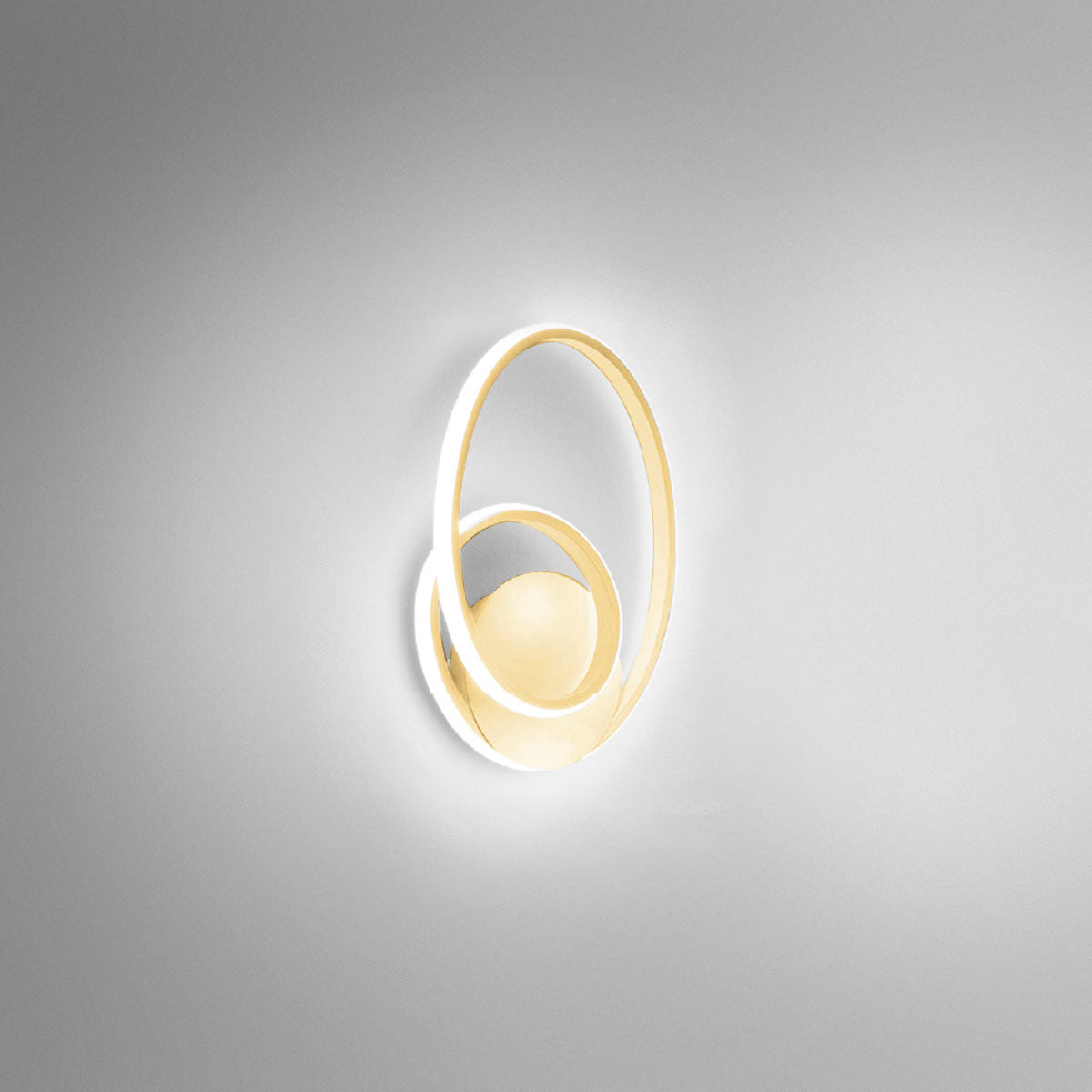 GEALUCE Applique montatura in alluminio bianco-oro-titanio satinato. Diffusore in silicone bianco opale. LED DIVA A
