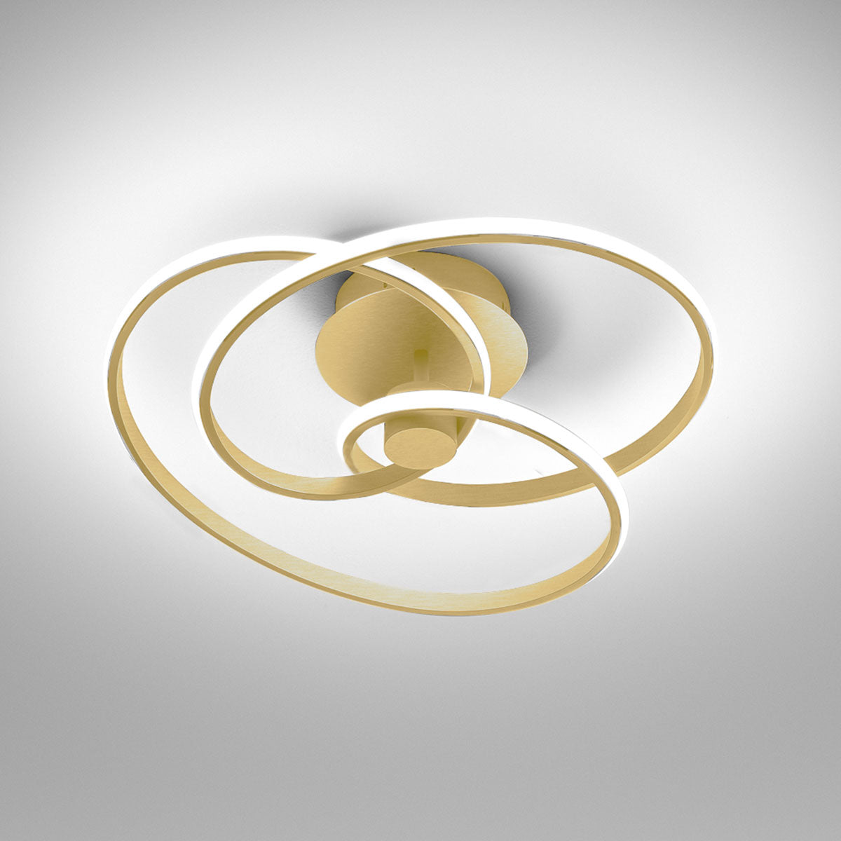 GEALUCE Plafoniera montatura in alluminio bianco-oro-titanio satinato. Diffusore in silicone bianco opale. LED DIVA P/P