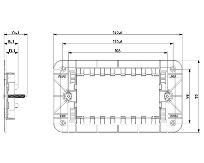 Uchwyt 4-modułowy, ze śrubami, do puszek 4-modułowych Vimar Linea 30614