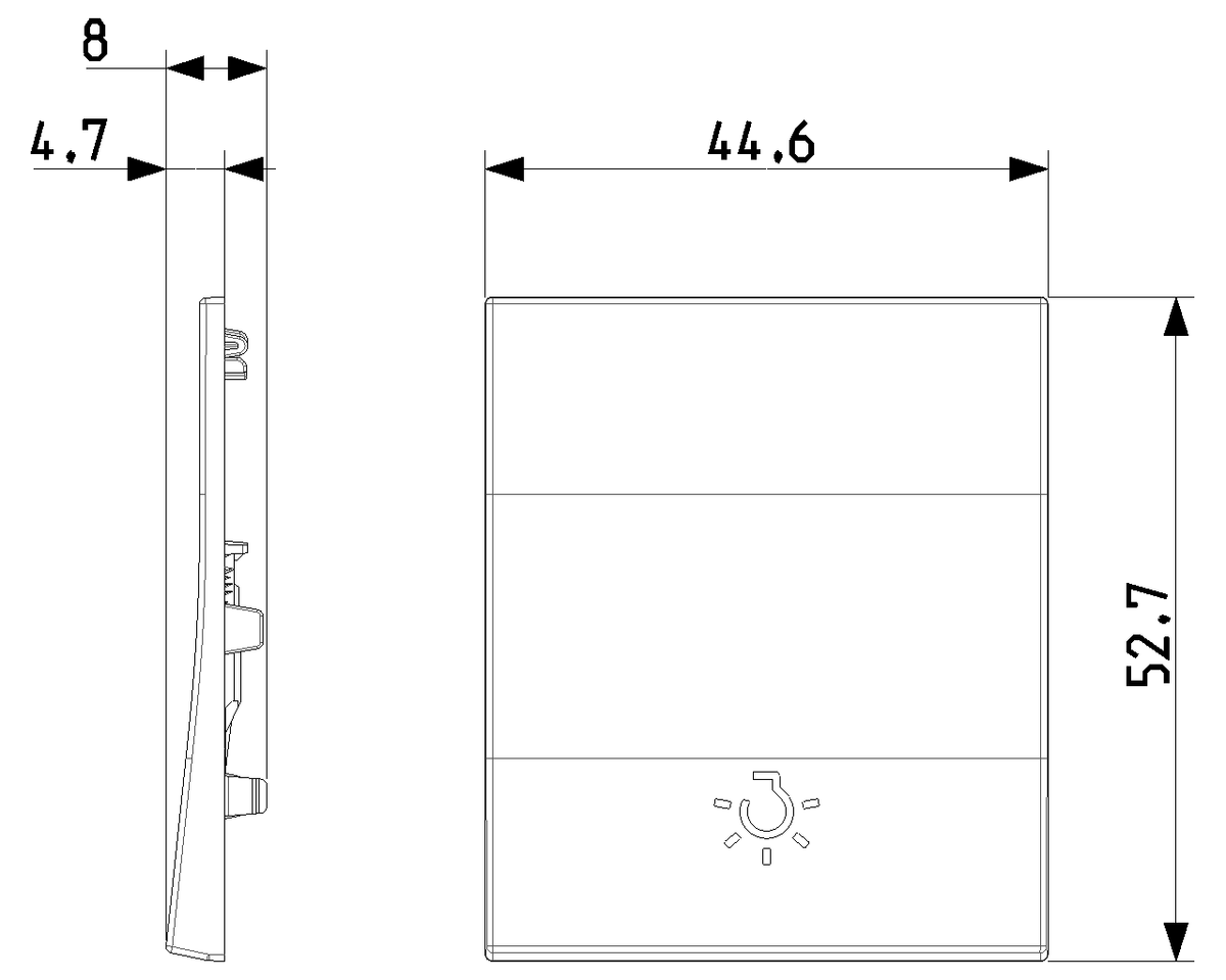 Tasto Intercambiabile 2 Moduli Allineato con Simbolo Luce Illuminabile | IP40 | Bianco Nero Canapa | Vimar Linea 31000.2L