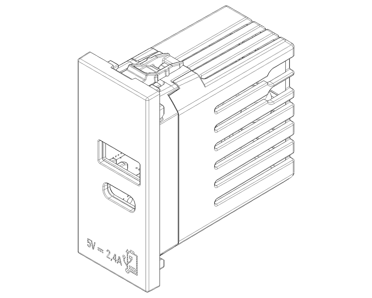 Alimentatore USB A+C 12W a Incasso | 1x USB-A + 1x USB-C | 2,4A 5V 120-240V | IP20 | Bianco Nero Canapa | Vimar Linea 30292.AC