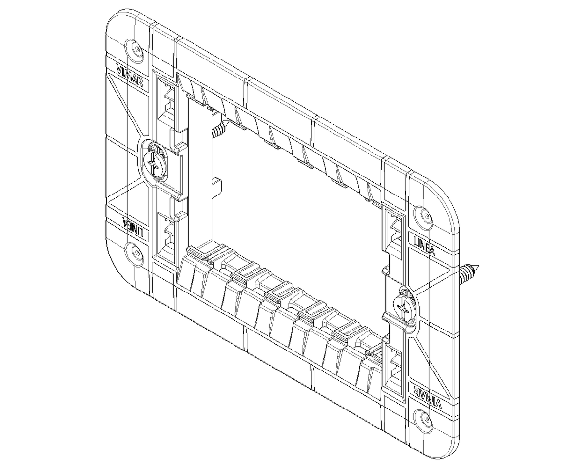 Supporto 3 Moduli con Viti per Scatola Rettangolare Universale a Incasso | Vimar Linea 30613