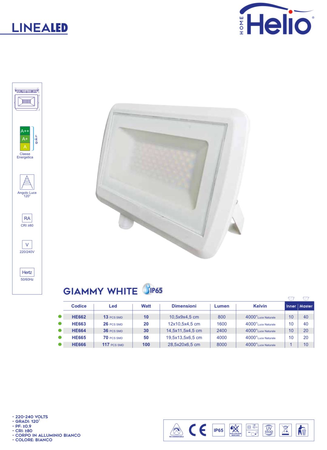 GIAMMY WHITE IP65 PROIETTORE LED K4000  HE662