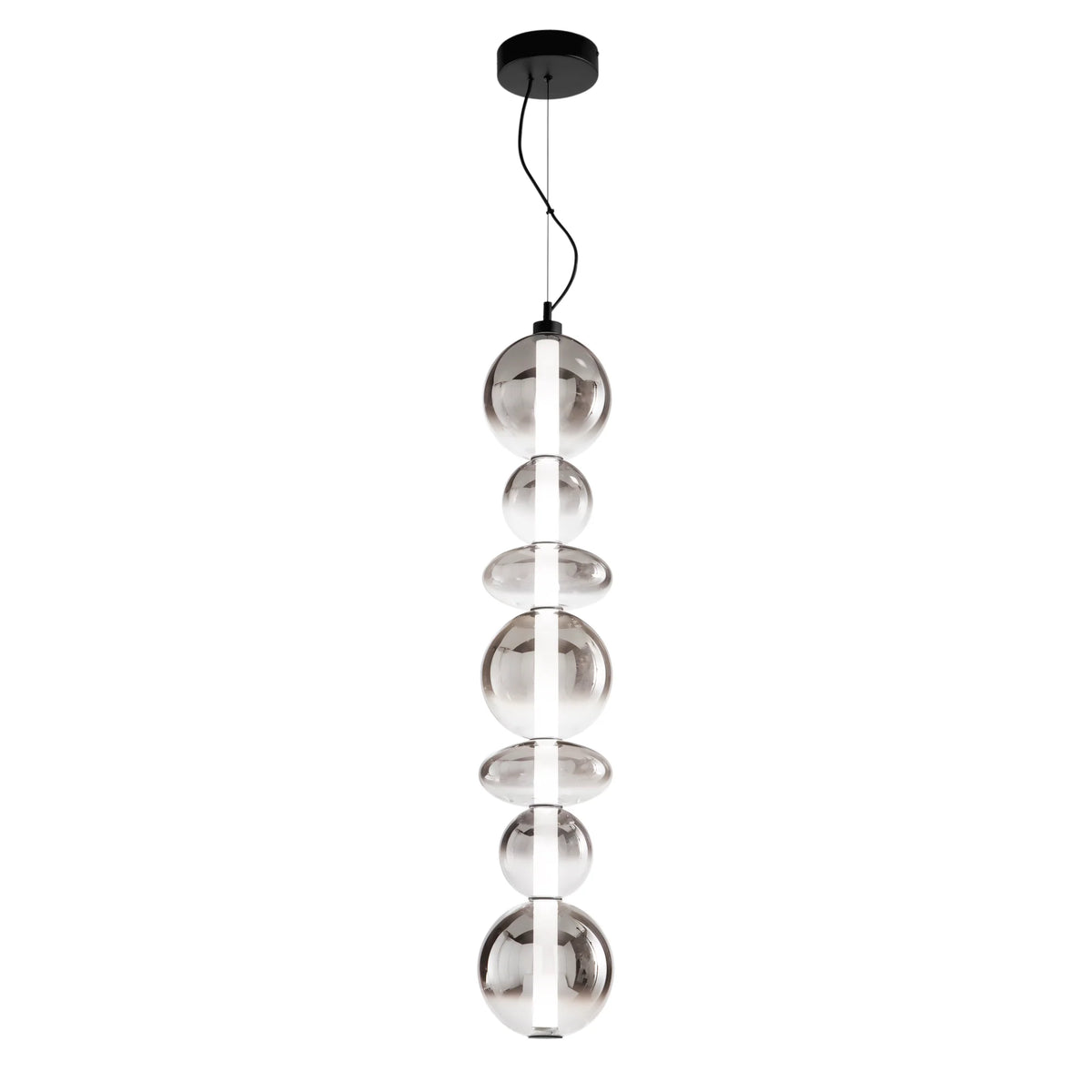 Lampa wisząca LED metalowa i ze szkła dmuchanego dymionego, pionowa i pozioma, 40W 4000LM 3000°k KEMET