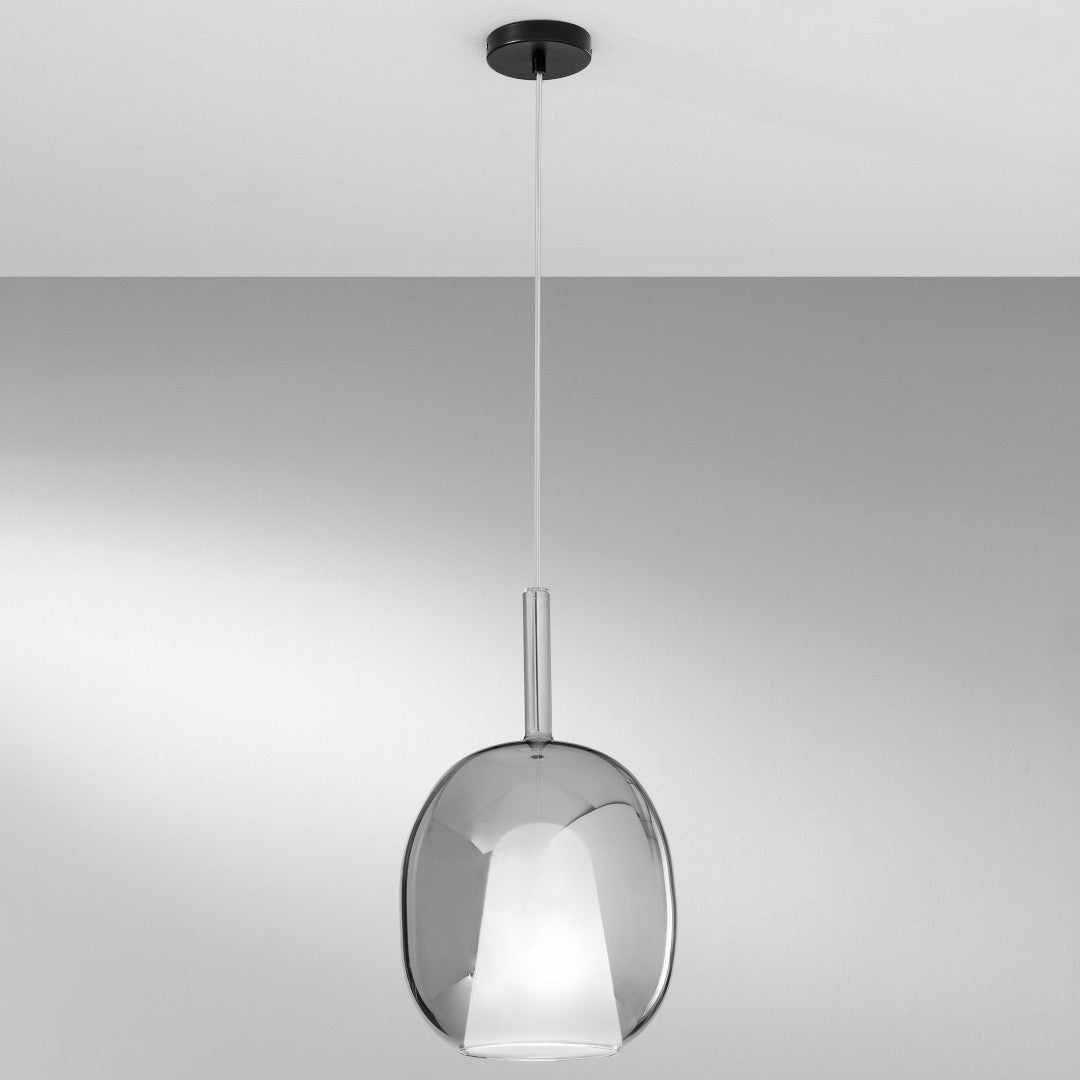 Lampa wisząca modułowa ze szkła dmuchanego owalna śr. 25cm 1xE27 bez żarówki Pirex
