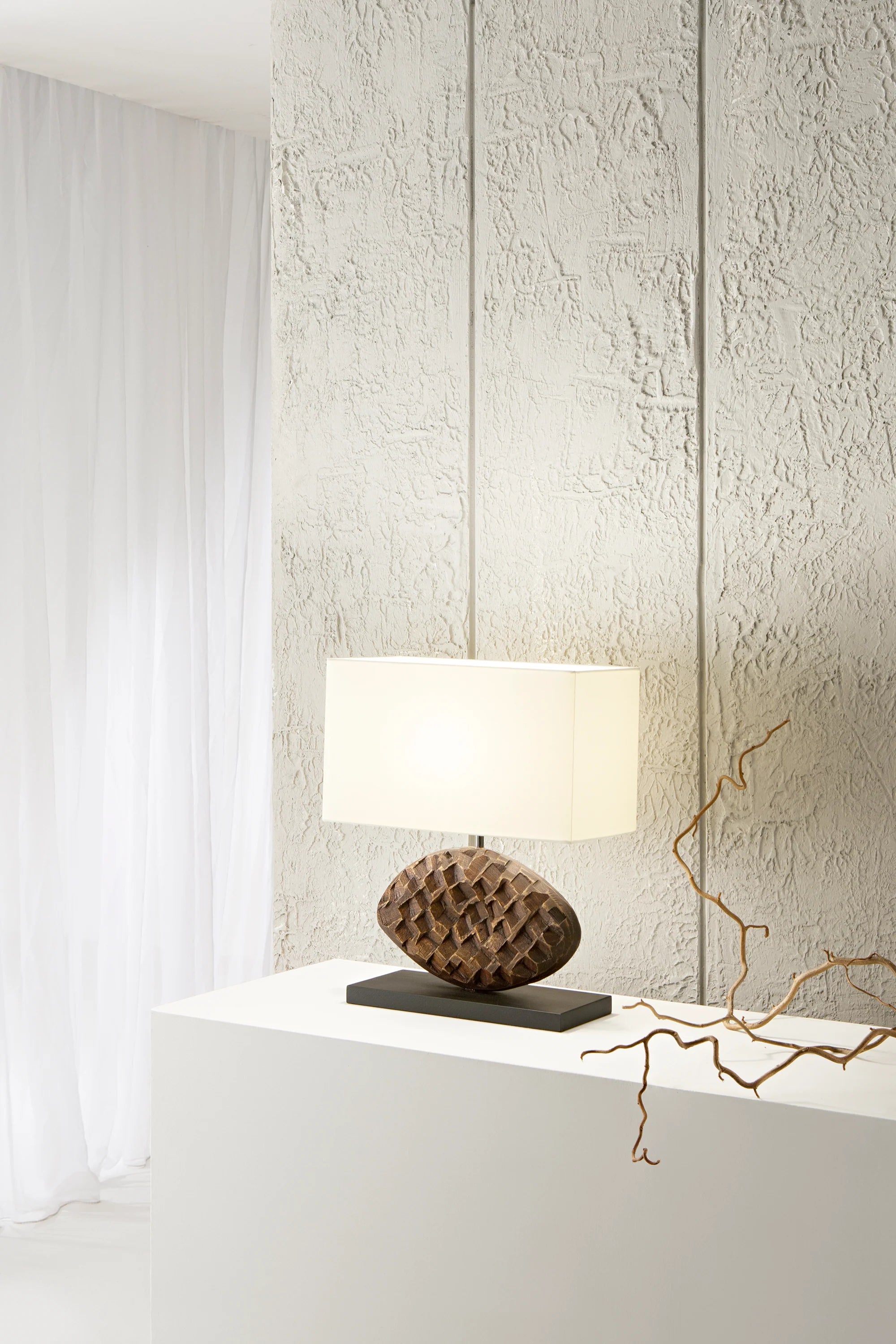 Lume in legno con decoro effetto nido d'ape 1XE27 non incl. ACACIA