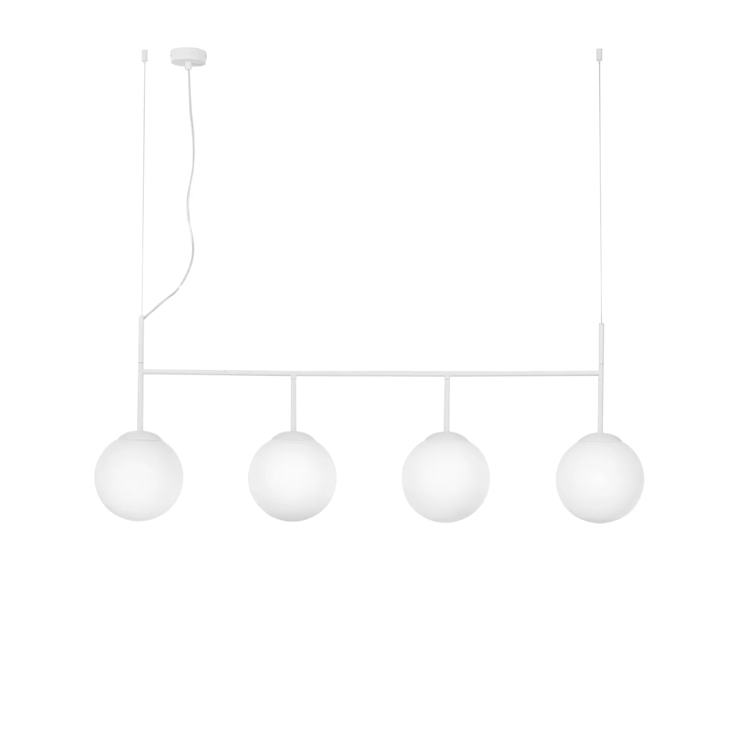 Sospensione 4 luci in metallo bianco sfere vetro opale 4XE27 non incl. BALY