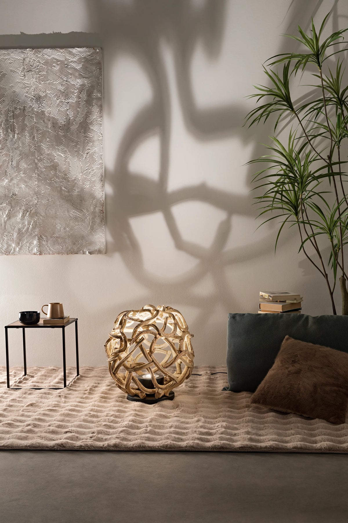 Lampa wisząca z przeplatanego drewna 1XGU10 LED w zestawie, regulowana EPIGEA
