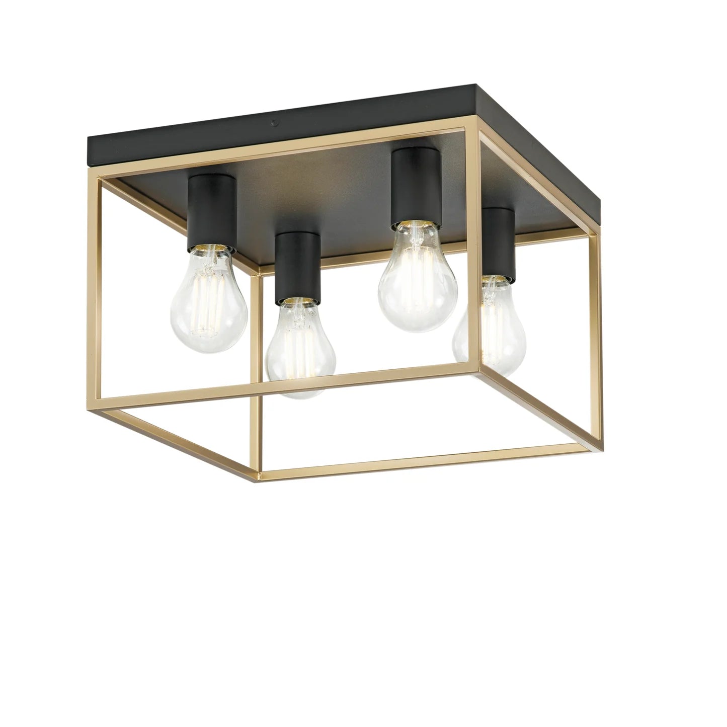Plafoniera 4 luci metallo nero e oro satinato 4XE27 non incl. KIMERA