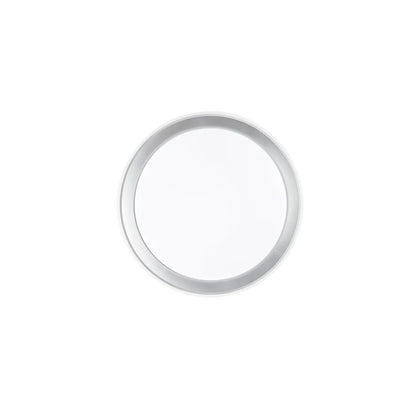 Okrągła lampa sufitowa LED CCT metalowa z białym akrylowym dyfuzorem ze srebrną obwódką, dwa rozmiary NEON