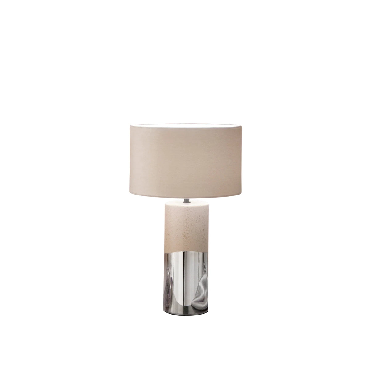 Lampa ceramiczna o kształcie cylindrycznym z okrągłym abażurem z efektem welwetu w kolorach pudrowego różu i zieleni pawiej 1xE27 brak w zestawie. TATAKA