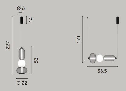 Lampa wisząca LED ze szkła dmuchanego z siatkowymi kloszami czarno-złota 24W 2460LM 3000°K INKAS
