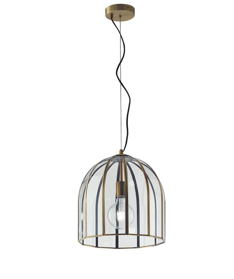 Sospensione in vetro trasparente finiture metallo ottone varie dimensioni 1XE27 non incl. CHESTER