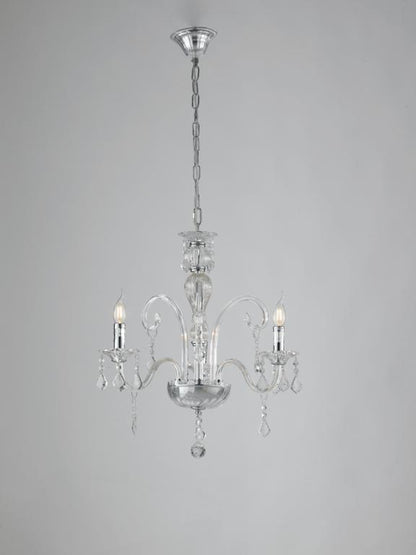 Sospensione 3 luci in vetro con cristalli K9 rifiniture cromo 3XE14 non incl. CRISTALLO