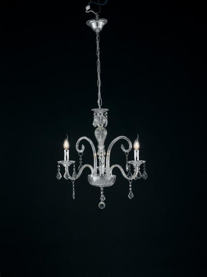 Sospensione 3 luci in vetro con cristalli K9 rifiniture cromo 3XE14 non incl. CRISTALLO