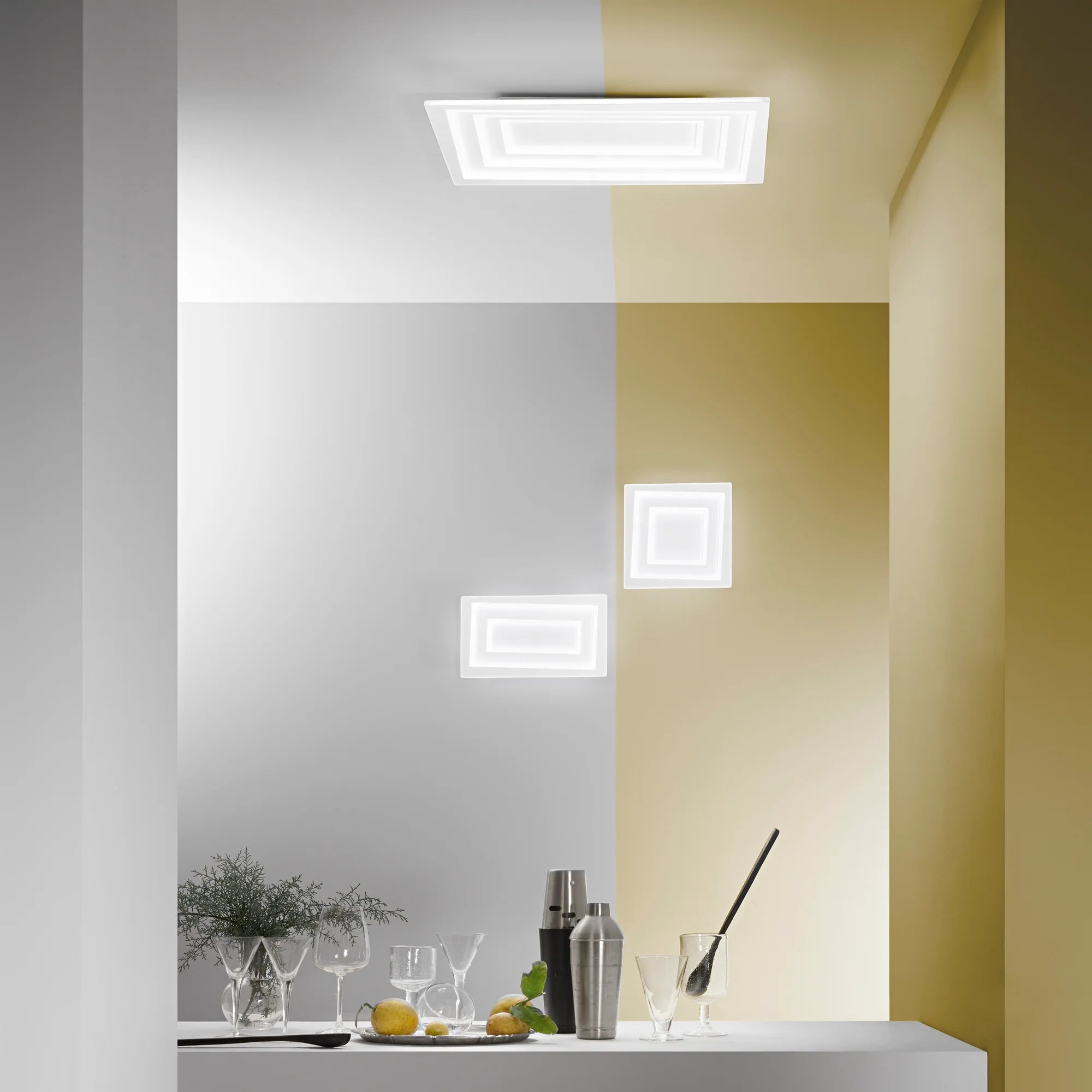 Plafoniera LED in alluminio bianco e diffusore in acrilico CCT diverse dimensioni  HYPNOTIC