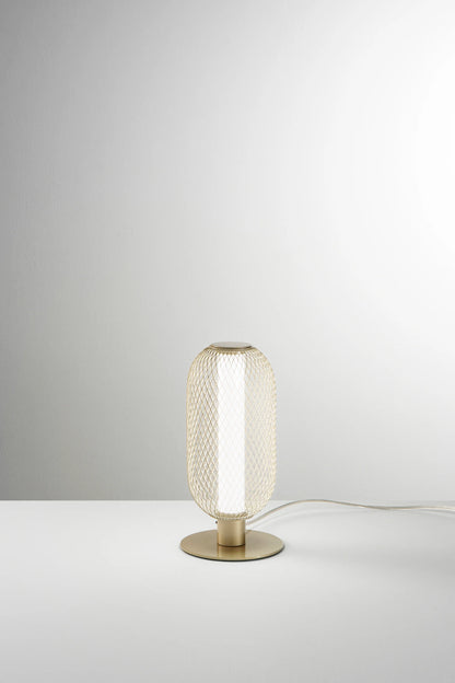 Lampka nocna LED ze szkła dmuchanego i siatkowymi kloszami czarno-złotymi 12W 1260LM ciepłe światło 3000°k INKAS