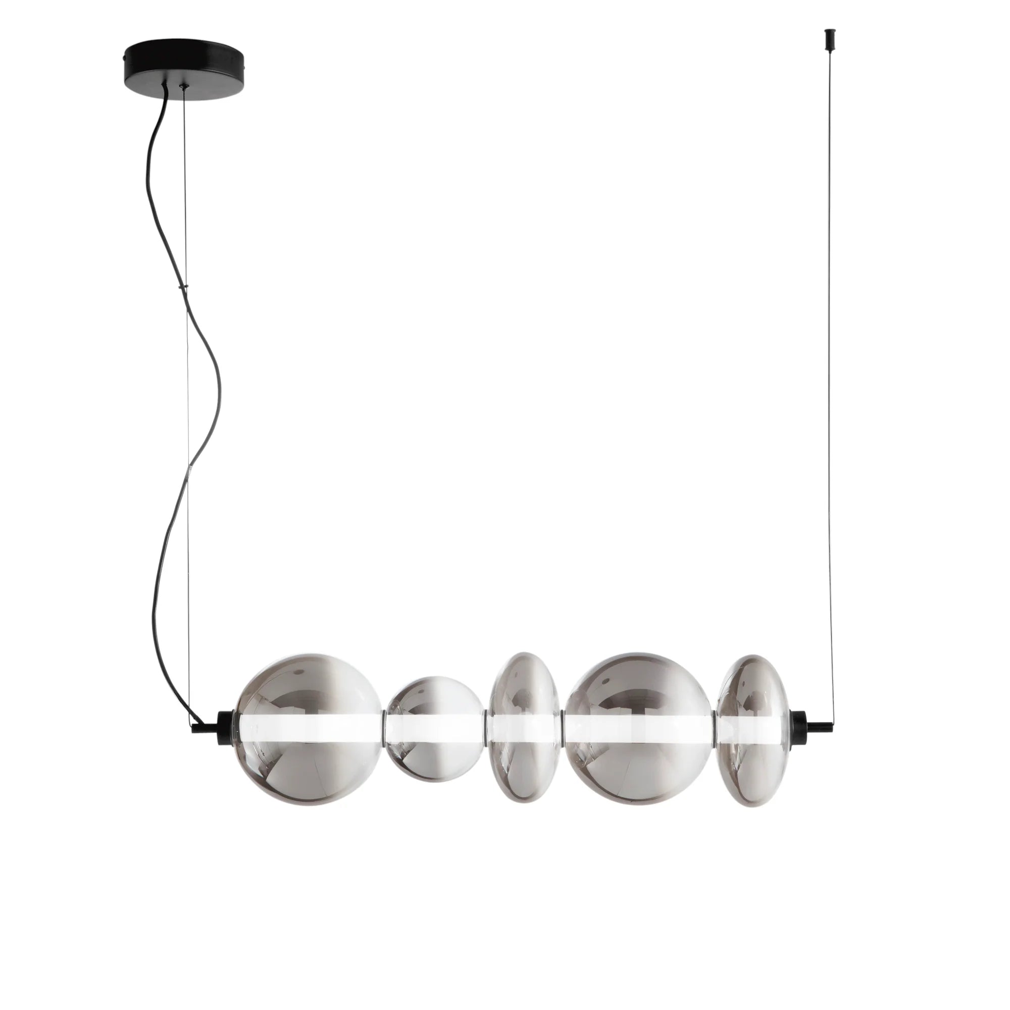 Sospensione LED metallo e vetro soffiato fumè sia verticale che orizzontale 40W 4000LM 3000°k KEMET