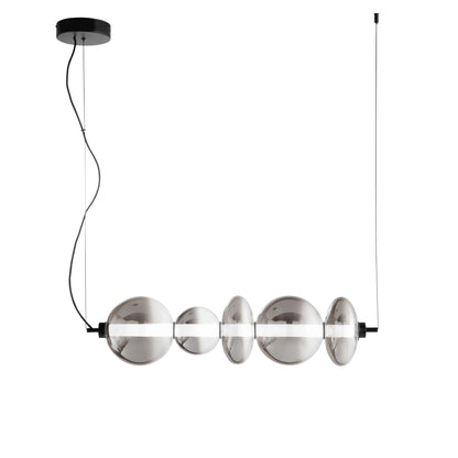 Lampa wisząca LED metalowa i ze szkła dmuchanego dymionego, pionowa i pozioma, 40W 4000LM 3000°k KEMET