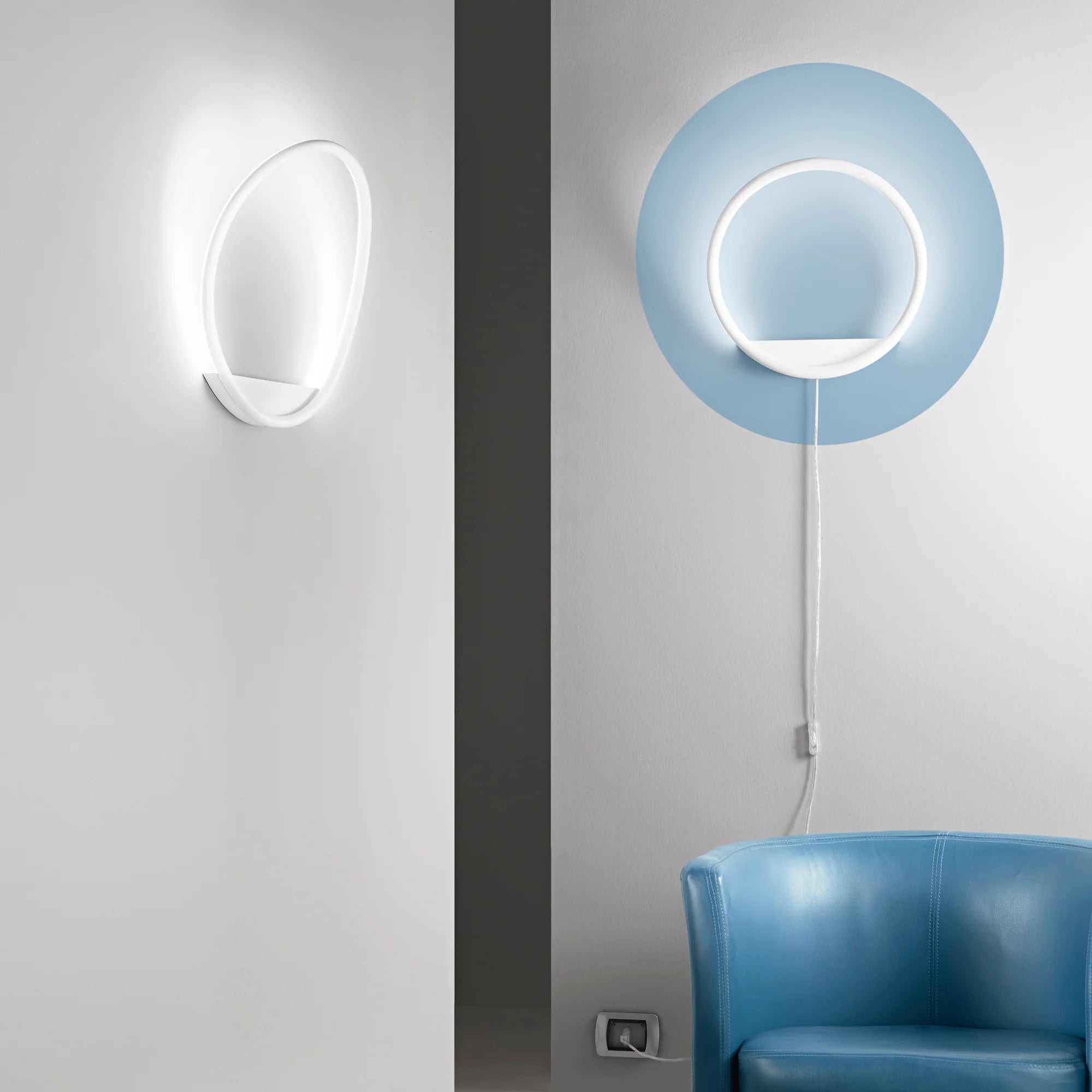 Applique LED in metallo diffusore silicone varianti bianco-nero con interruttore e spina CCT LINGER