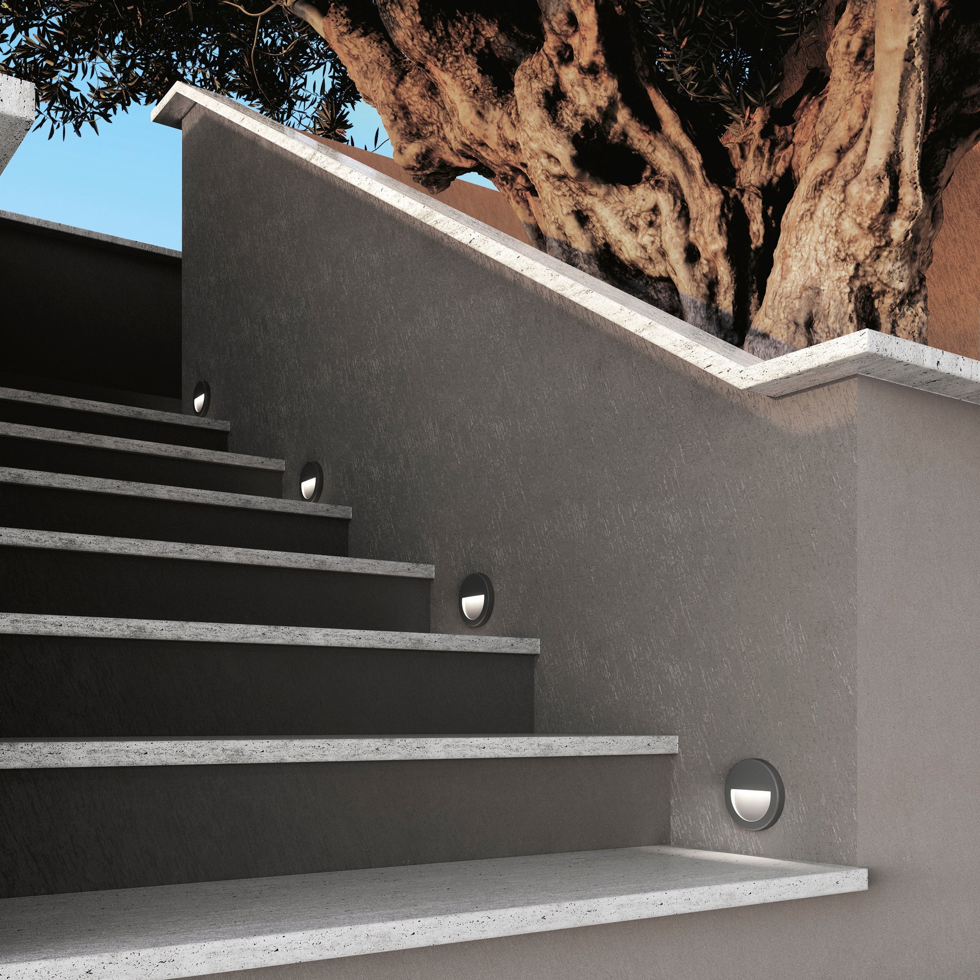 Segnapassi incasso doppio fissaggio a muro o su cassetta 502 non inclusa finitura bianco o antracite led luce natura 4000°k 2.5W 300Lm SMILE