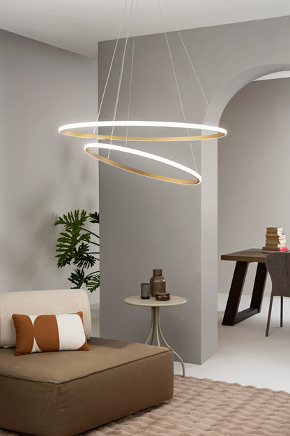 Axis – Lampada a Sospensione LED Doppio Cerchio Ø80/60 cm | CCT
